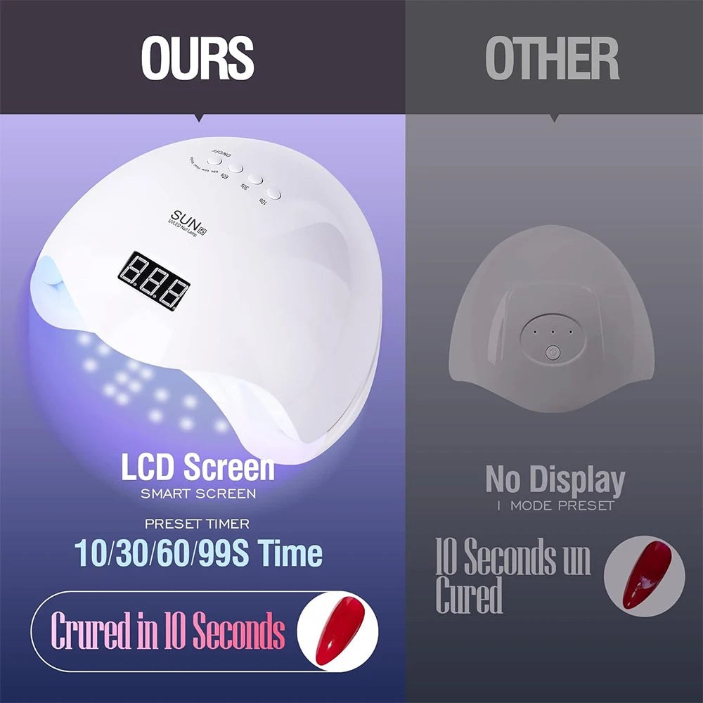 48W Nail Dryer Gel Nail Polish Curing LED UV Light with 4 Timers Automatic Sensor LCD Display Professional Nail Art Tools