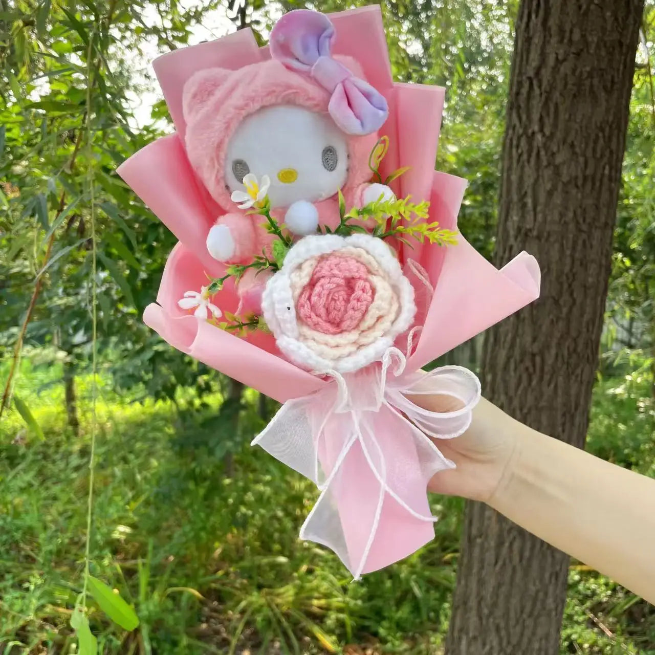 Cartoon My Melody Kuromi Cinnamoroll Kt Cat Plush Doll Creative Flower Bouquet Valentine Christmas Graduation Birthday Gift