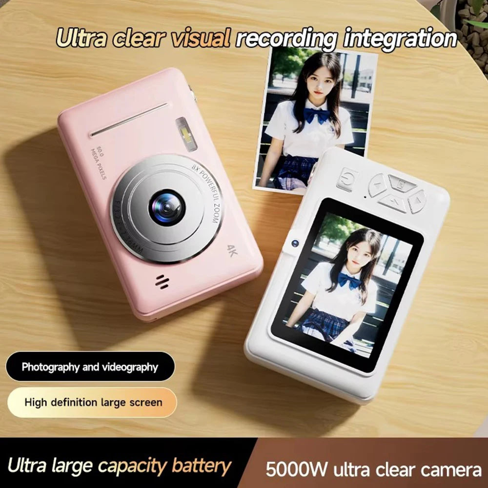 4K Digital Camera 50MP HD Retro Pocket Cameras Photography Travel Selfie Entry-Level Small Camera with 8x Zoom Compact Camcorder