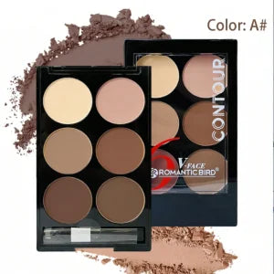 6 Colors Highlight Contouring Powder Palette Face Shadow Contouring Powder Makeup Palette With Brush Face Bronzer Color Correcti