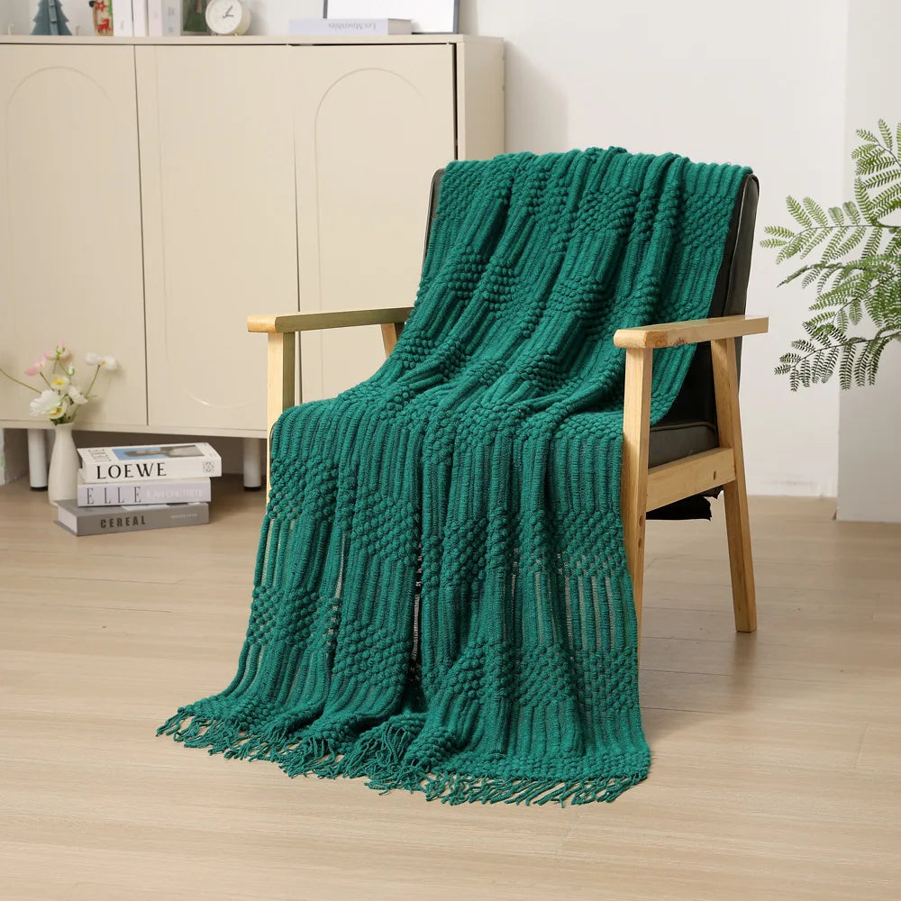 White Boho Throw Blankets Textured Big Knitted Blankets Chunky Vintage Luxury Throw Bedspread Blanket Cover Manta Para Sofá