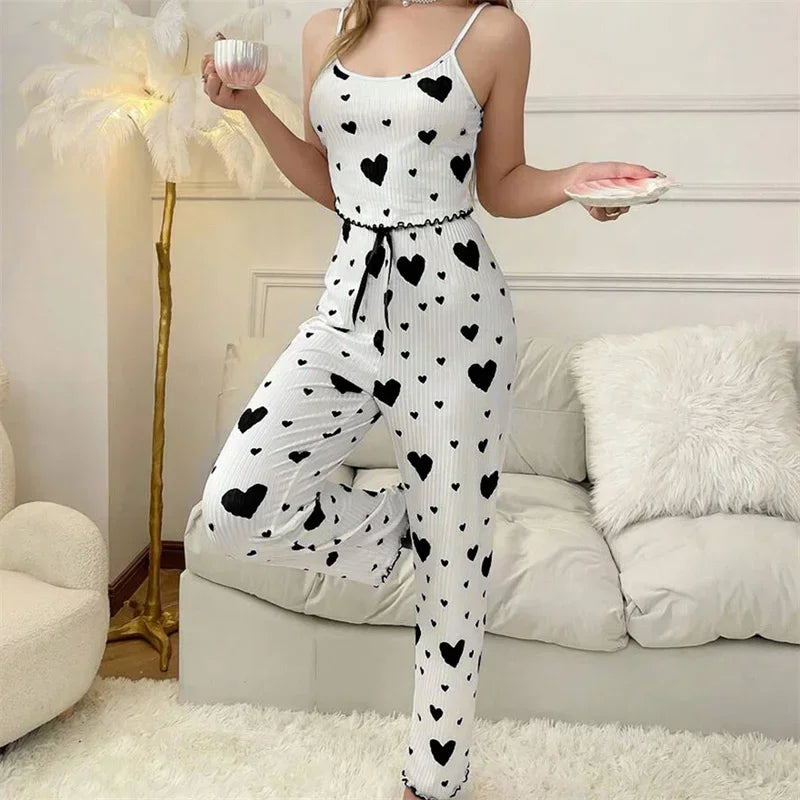 Heart Print Pajama Set