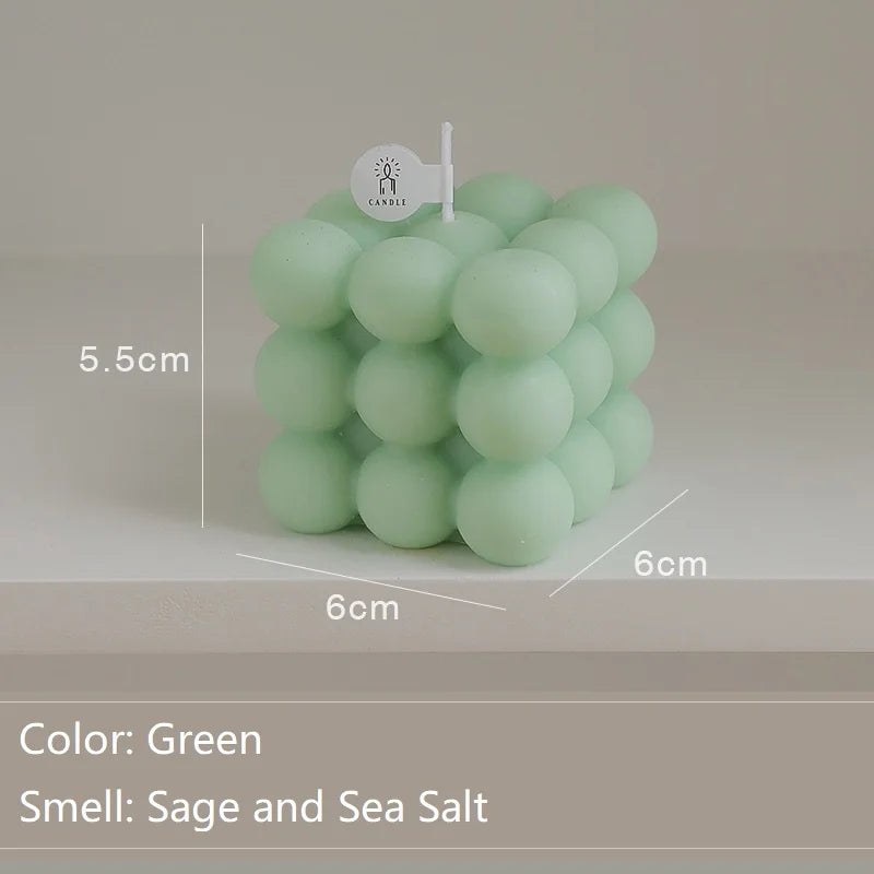 Mini Ins Bubble Cube Shape Candle Handmade Scented Candle Aromatherapy Soy Wax Candle Home Decoration for Wedding Birthday Party