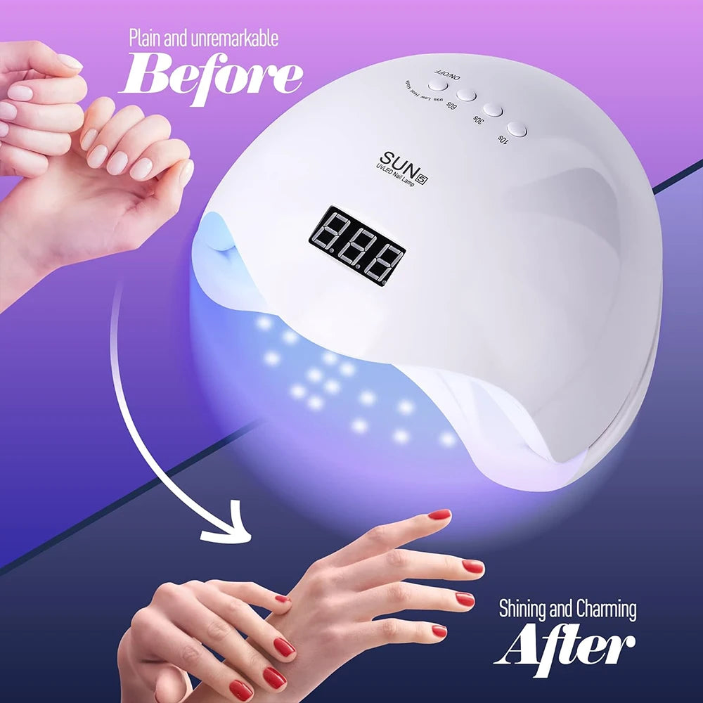 48W Nail Dryer Gel Nail Polish Curing LED UV Light with 4 Timers Automatic Sensor LCD Display Professional Nail Art Tools