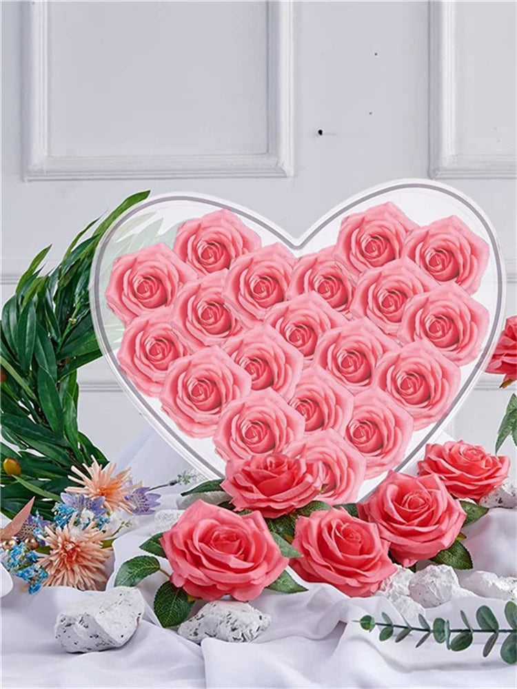 New Acrylic Love Crystal Flower Box Rose Bundle Gift Boxs Transparent Flower Gifts heart shape Packaging Flower Shop box