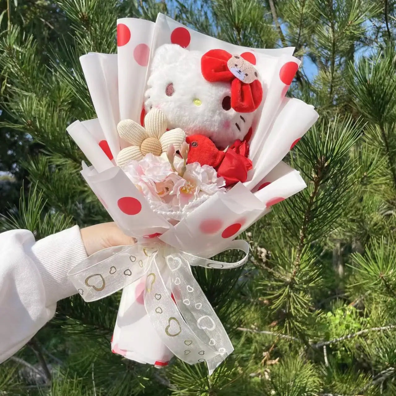 Cartoon My Melody Kuromi Cinnamoroll Kt Cat Plush Doll Creative Flower Bouquet Valentine Christmas Graduation Birthday Gift