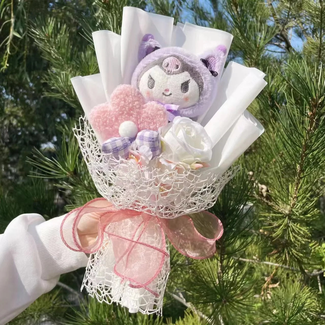 Cartoon My Melody Kuromi Cinnamoroll Kt Cat Plush Doll Creative Flower Bouquet Valentine Christmas Graduation Birthday Gift