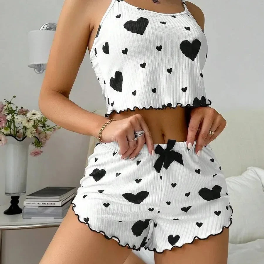 Heart Print Pajama Set