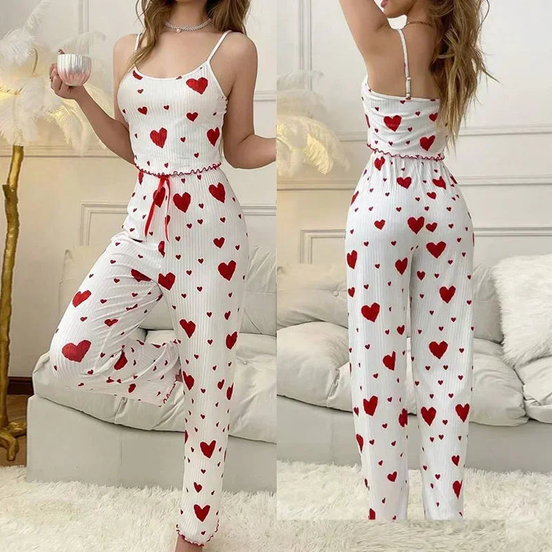 Heart Print Pajama Set