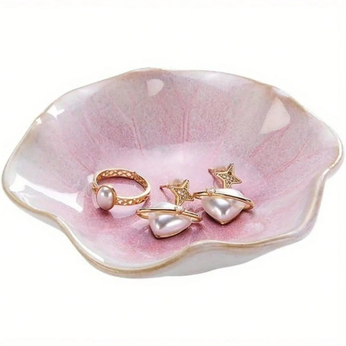1PC Elegant Ceramic Lotus Leaf Jewelry Organizer Tray for Earrings, Rings, Gadgets, Perfect Birthday or New Year Gifts