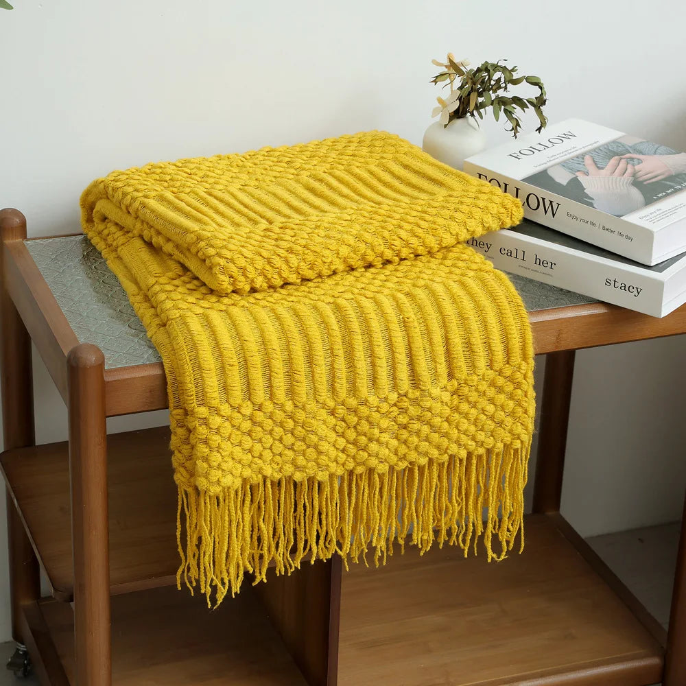 White Boho Throw Blankets Textured Big Knitted Blankets Chunky Vintage Luxury Throw Bedspread Blanket Cover Manta Para Sofá