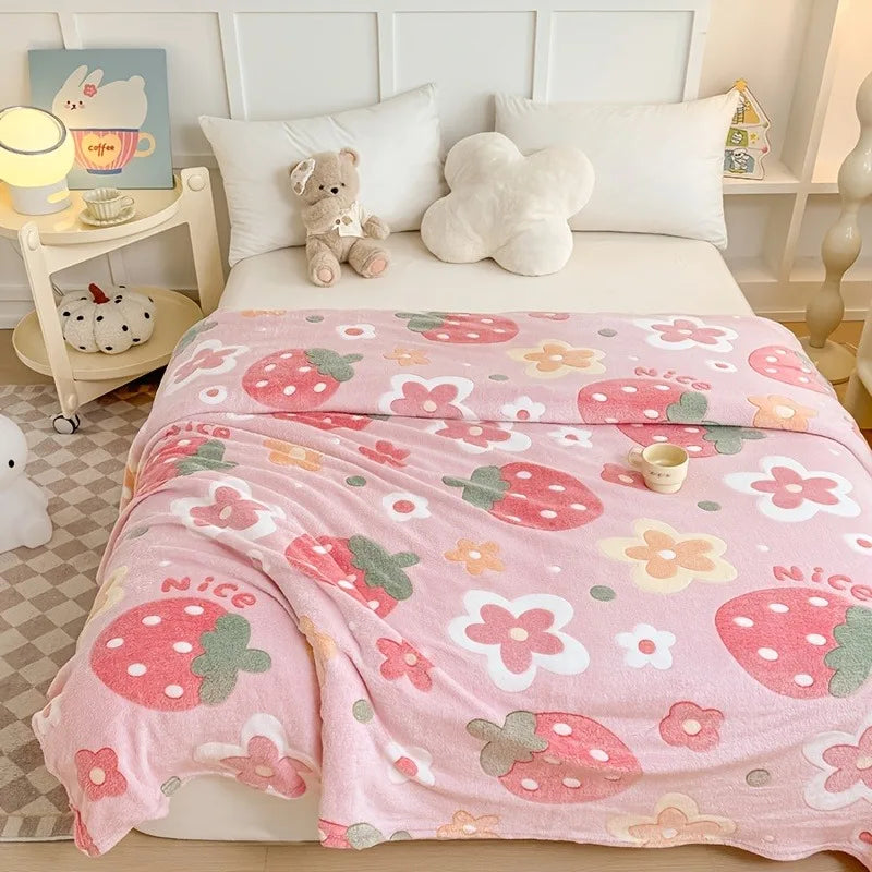 Cozy Floral Flannel Throw Blanket